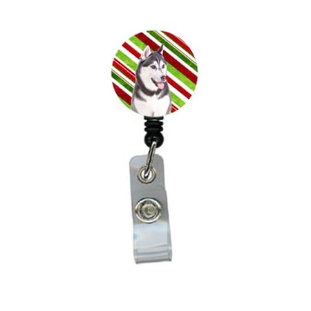 Teacher&Aposs Aid Candy Cane Holiday Christmas Alaskan Malamute Retractable Badge Reel TE2924884